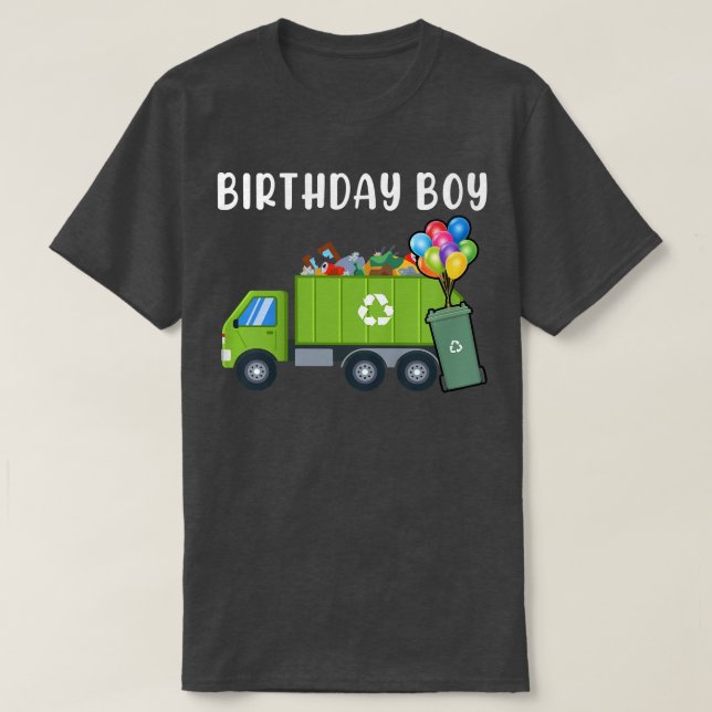 Kids Trash Bin Birthday Boy Garbage Trucks Toddler T-Shirt (Design Front)