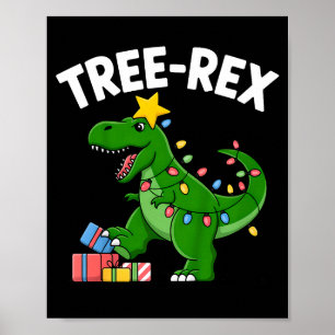 Kids Tree-rex Christmas Dinosaur T-rex Shirt Toddl Poster