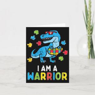 Kids Trex Dino I Am A Warrior Toddler Boys Autism  Card