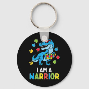 Kids Trex Dino I Am A Warrior Toddler Boys Autism Key Ring