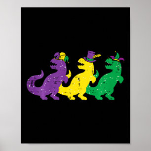 Kids Trex Dinos Purple Yellow Green Toddler Boys M Poster