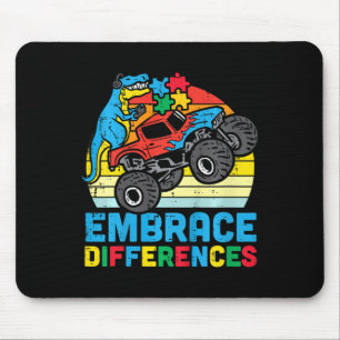 Kids Trex Monster Truck Embrace Differences Autism Mouse Pad