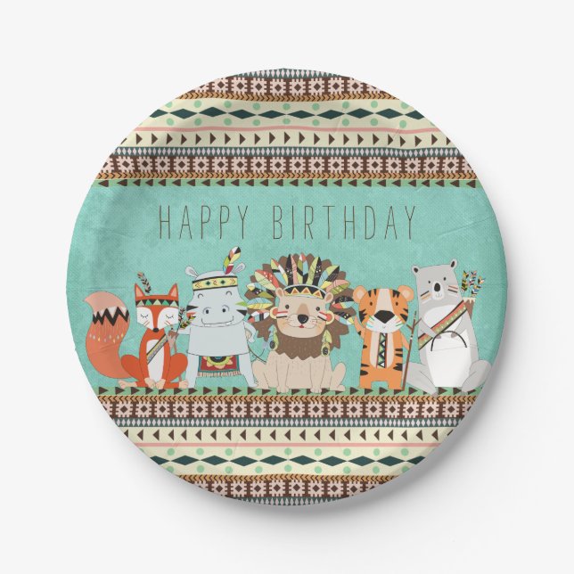 Kids Tribal Birthday Party Paper Plate (Front)