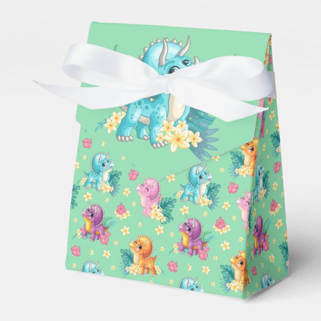 Kids Triceratops Party  Favour Box (Front Side)