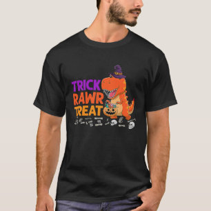 Kids Trick Rawr Treat Dinosaur Trex Toddler Boys H T-Shirt