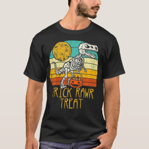 Kids Trick Rawr Treat Skeleton Dino Tre Toddler Bo T-Shirt