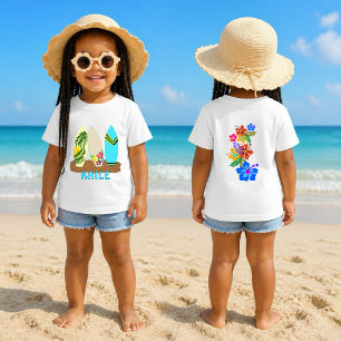 Kids Tropical Surfing Paddling Personalised Baby T-Shirt