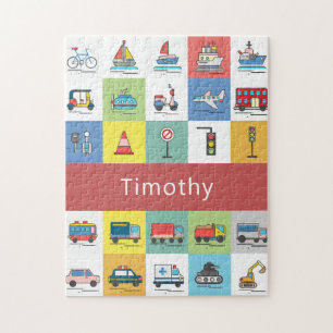 Kids Truck Vehicles Colourful Graphic Cute Jigsaw Puzzle