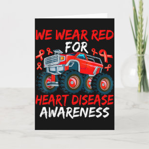 Kids Truck We Wear Red For Heart Disease Ribbon Aw Card