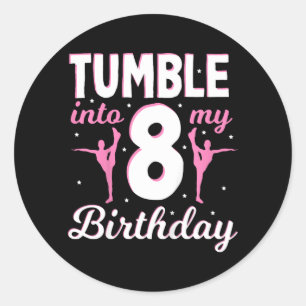 Kids Tumble Into 8 Birthday - Gymnastic 8th Classic Round Sticker