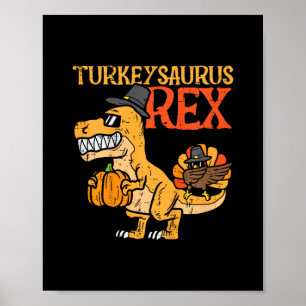 kids turkeysaurus rex dab turkey dino toddler boys poster