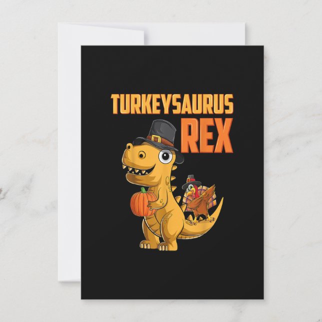 Kids Turkeysaurus Rex Turkey Dino Toddler Boys Tha Invitation (Front)
