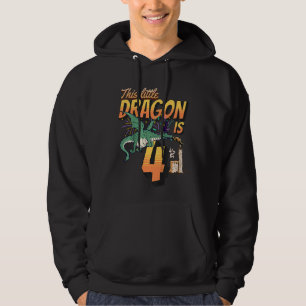 Kids Turning 4 Years Old Birthday Kids Boy Dragon Hoodie