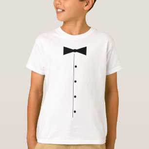 Kid's tuxedo costume t shirt with black bow tie