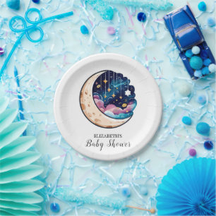 Kids Twinkle Stars Baby Shower Paper Plate