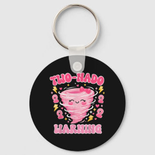 Kids Two-Nado Warning 2nd Birthday Girl Tornado Key Ring