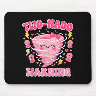 Kids Two-Nado Warning 2nd Birthday Girl Tornado Mouse Pad