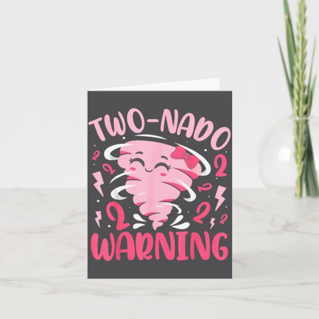 Kids Two-nado Warning 2nd Birthday Nk Tornado Birt Card (Front)
