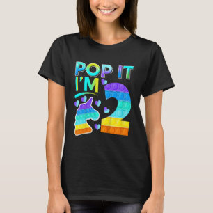 Kids Two Pop It I'm 2 Cute Unicorn Birthday Fidget T-Shirt
