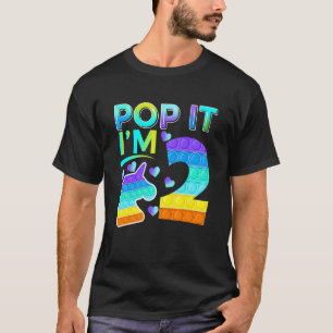 Kids Two Pop It I'm 2 Cute Unicorn Birthday Fidget T-Shirt