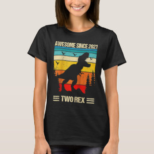 Kids Two Rex 2nd Birthday Second Dinosaur 2 Year O T-Shirt