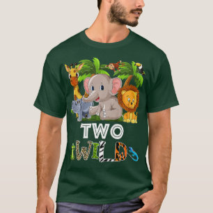 Kids Two Wild Zoo Theme Birthday Safari Jungle Mat T-Shirt