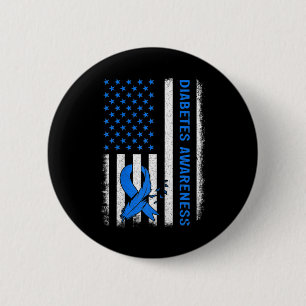 Kids Type 1 Diabetes Awareness American Us Flag Bl 6 Cm Round Badge