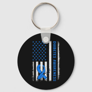 Kids Type 1 Diabetes Awareness American Us Flag Bl Key Ring