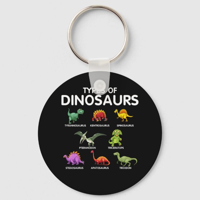 Kids Types Of Dinosaurs Dino Identification Key Ring (Front)
