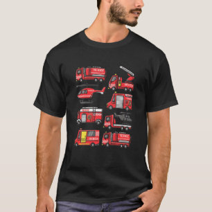 Kids Types of Fire Truck Kids Boy Toddle Firefight T-Shirt