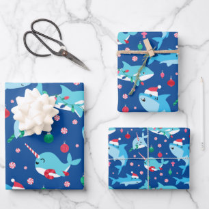 Kids Under The Sea Christmas Patchwork Wrapping Paper Sheet
