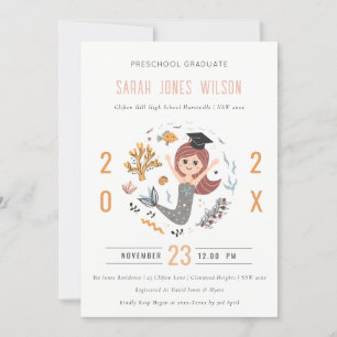 Kids Underwater Mermaid Preschool Graduation Party Invitation