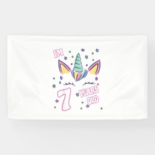 Kids Unicorn 7th birthday i'm 7 years old girl uni Banner