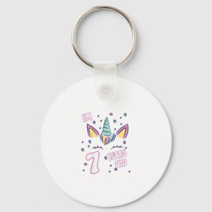 Kids Unicorn 7th birthday i'm 7 years old girl uni Key Ring