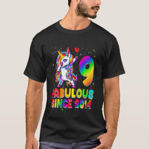 Kids Unicorn 9 Years Old Fabulous Since 2014 9th B T-Shirt