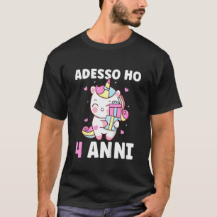 Kids Unicorn Birthday Gift for Girls Now I am 4 Ye T-Shirt