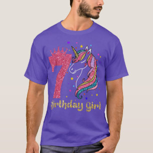 Kids Unicorn Birthday Girl 7 Year Old 7th Birthday T-Shirt