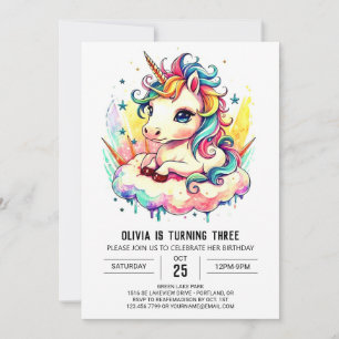 Kids Unicorn Birthday Whimsy Invitation