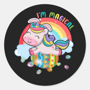 Kids Unicorn Easter Egg Rainbow Magical Classic Round Sticker