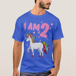 Kids Unicorn Girl 2nd Birthday 2 Years Old Girls U T-Shirt