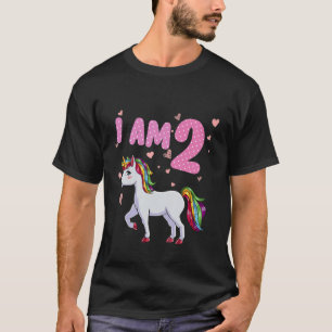 Kids Unicorn Girl 2Nd Birthday 2 Years Old Girls U T-Shirt