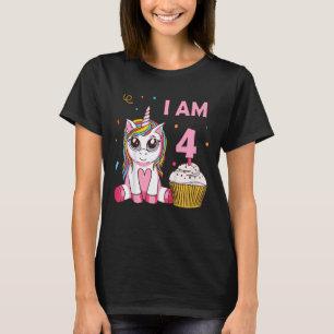 Kids Unicorn girl mythical creature I Am 4 years b T-Shirt