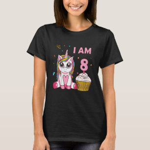 Kids Unicorn girl mythical creature I Am 8 years b T-Shirt
