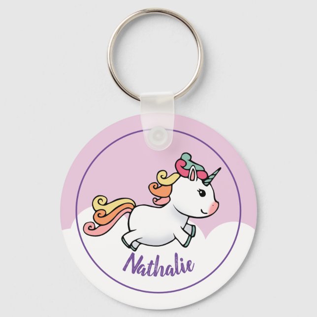 Kids unicorn keychain with name (Front)