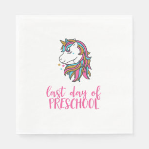 Kids Unicorn Last Day of Preschool Shirt for Girls Napkin