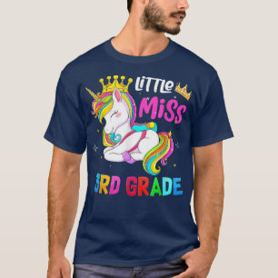 Kids Unicorn Little Miss 3rd Grade Students Back t T-Shirt