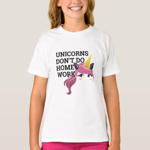 Kids Unicorn T-Shirt - 'I Don't Do Homework' Funny