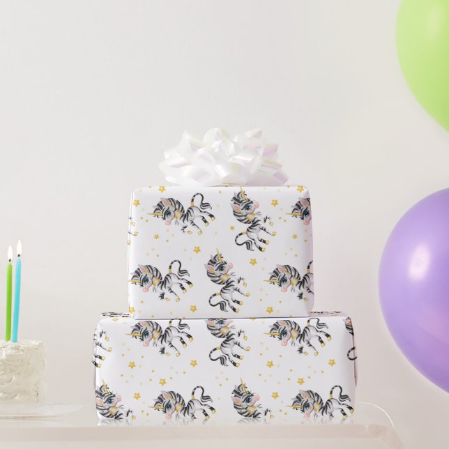 Kids Unicorn Zebra  Wrapping Paper (Party Gifts)