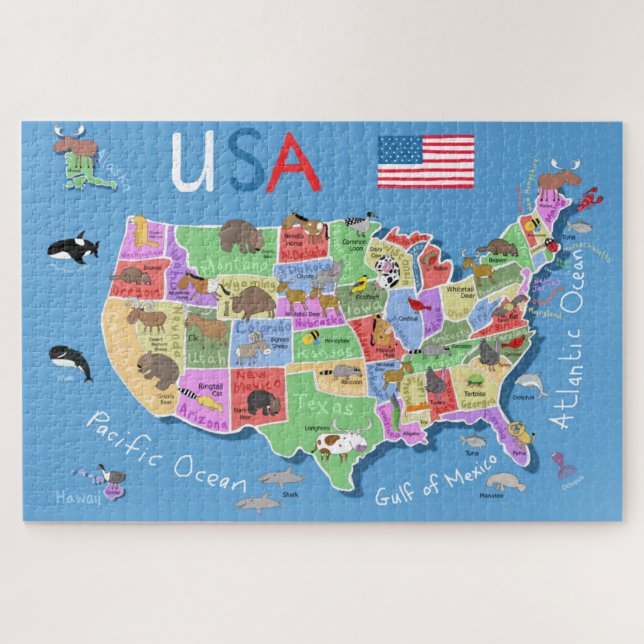Kids US Map  Jigsaw Puzzle (Horizontal)