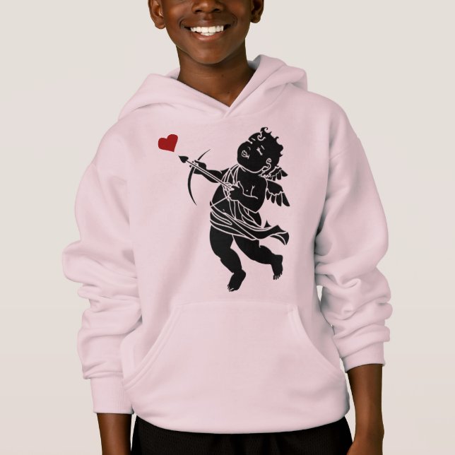 Kid's Valentine Hoodies Pink Cupid Sweatshirt (Front)
